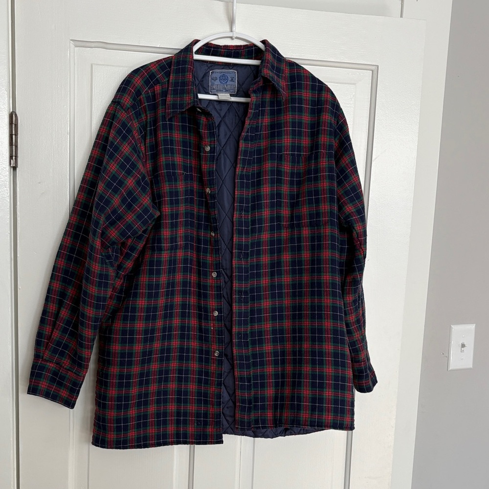 Vintage Cabin Core American Hero Plaid Jacket - Red and Blue